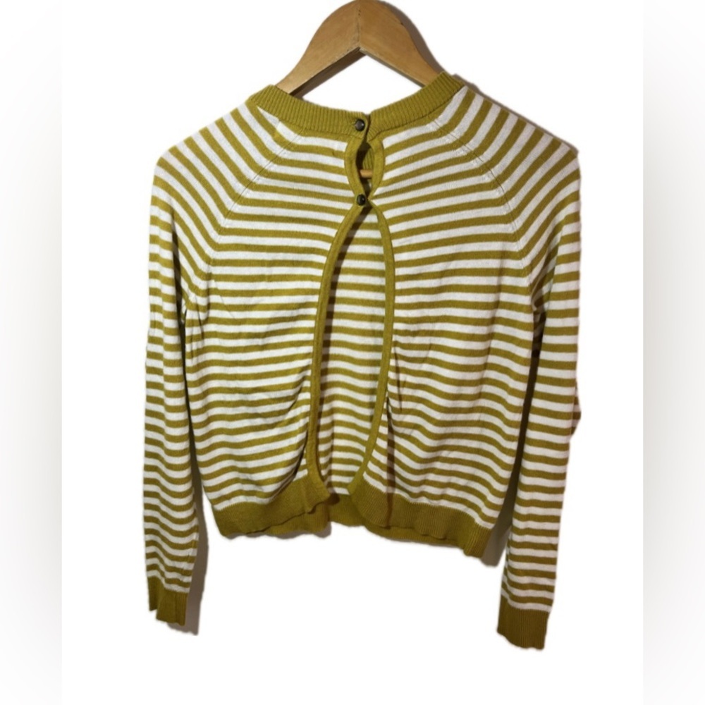 Charlie & Robin Anthropologie Women’s Sweater Yellow & White Stripped XS Boho - Picture 2 of 9